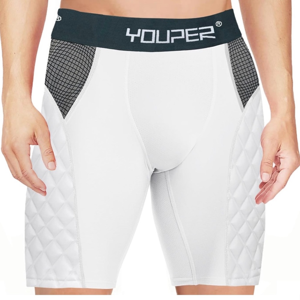 NEW W/PACKAGE Youper Youth XL Elite Compression Padded Sliding Shorts Cup Pocket